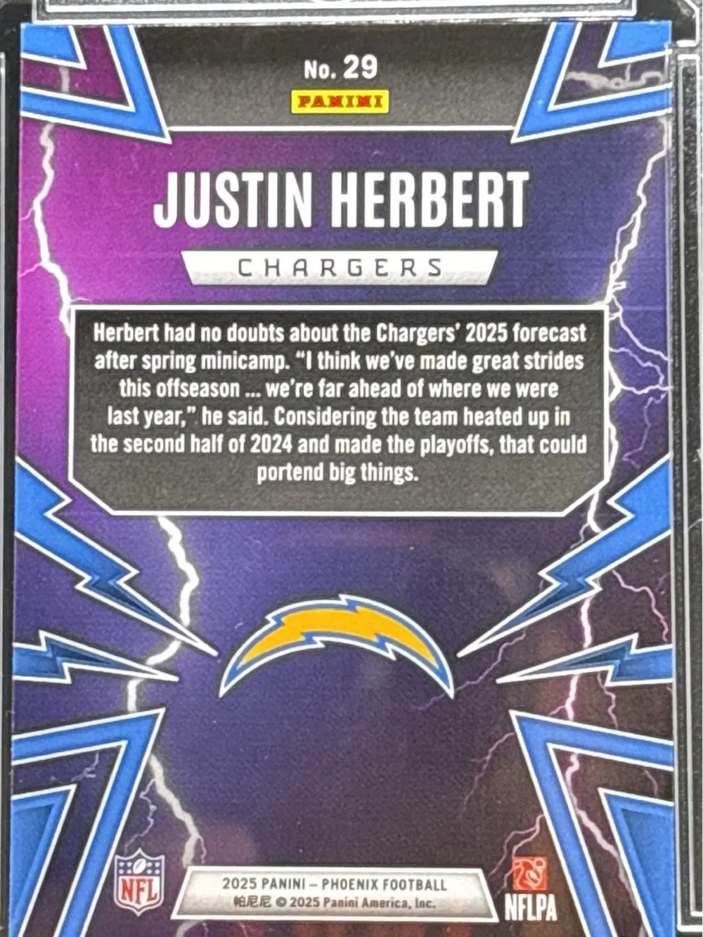 Panini Justin Herbert Thunderbirds Trading Card - Rainbow Foil